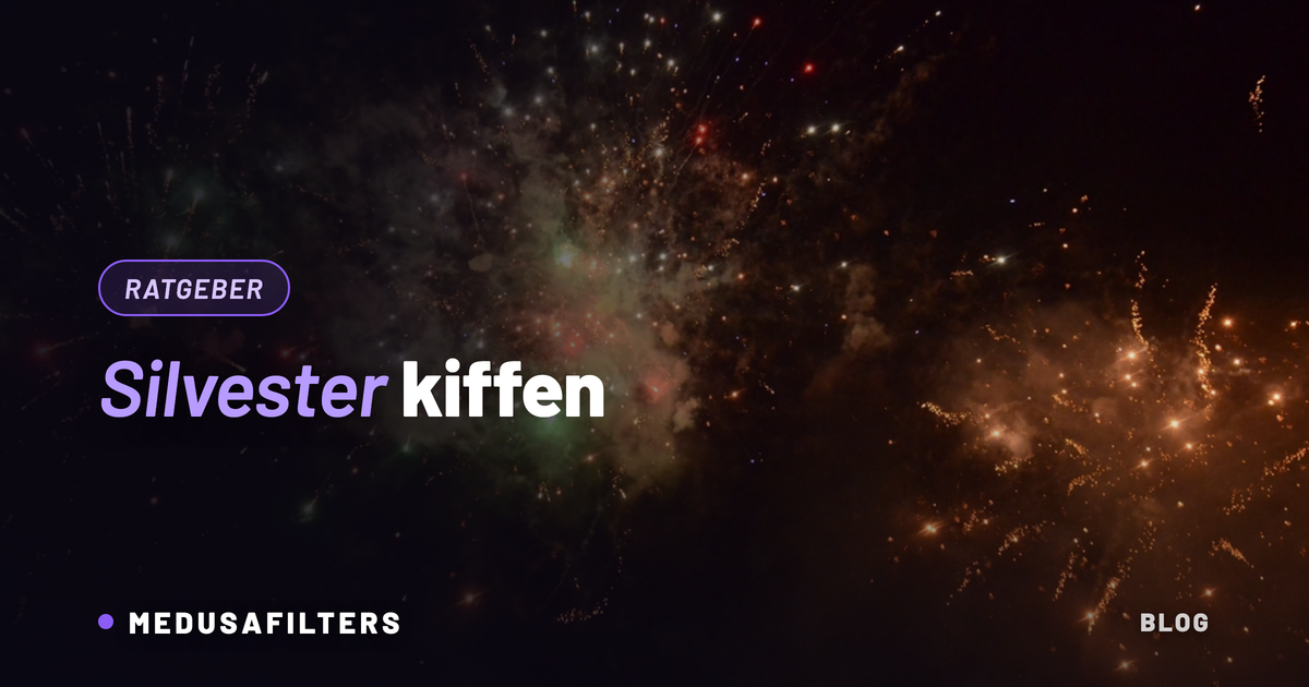 Silvester kiffen: Feuerwerk über dem Nachthimmel als Titelbild des Medusafilters-Ratgebers