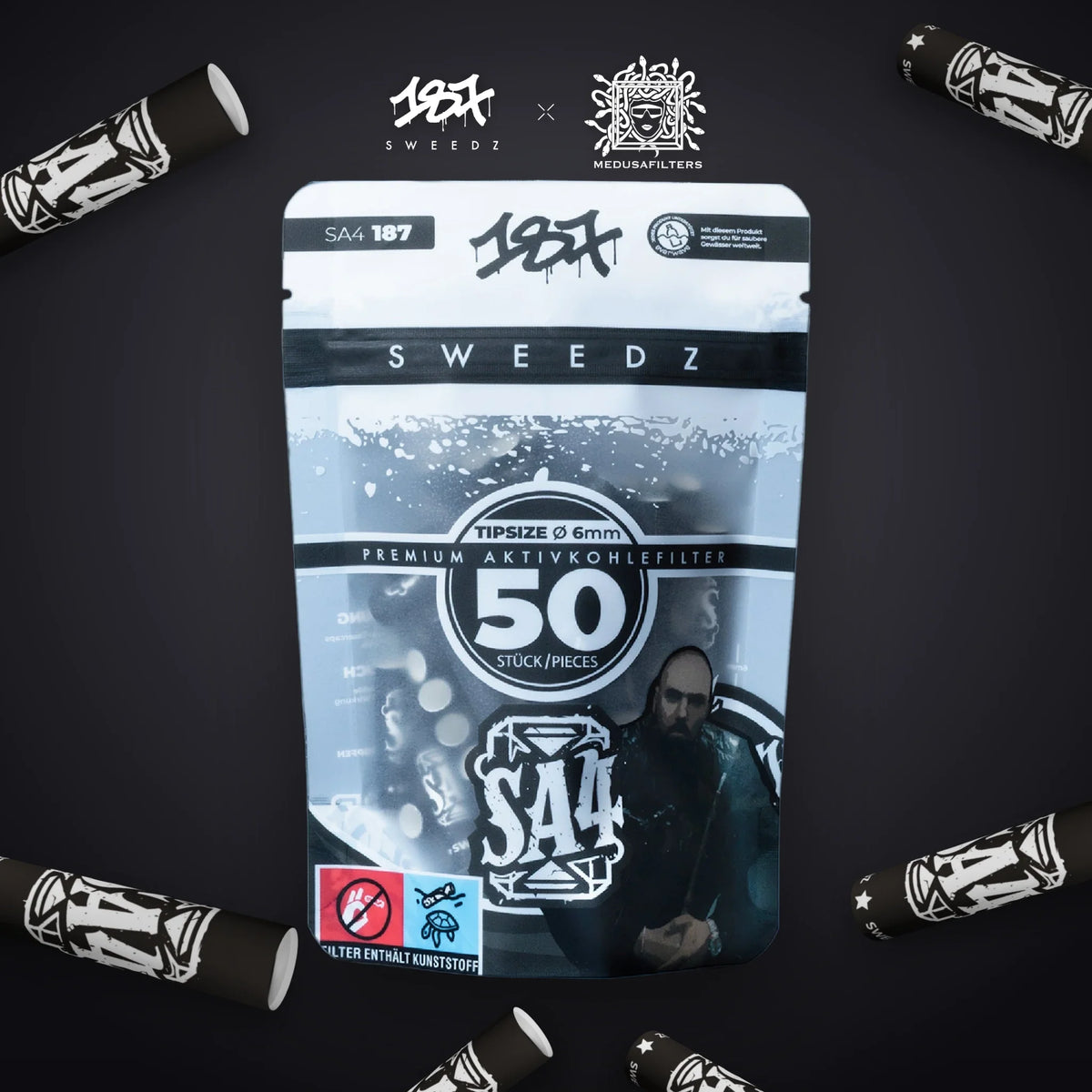 50er-Packung SA4 der 187 Straßenbande Edition mit verstreuten Aktivkohlefiltern
