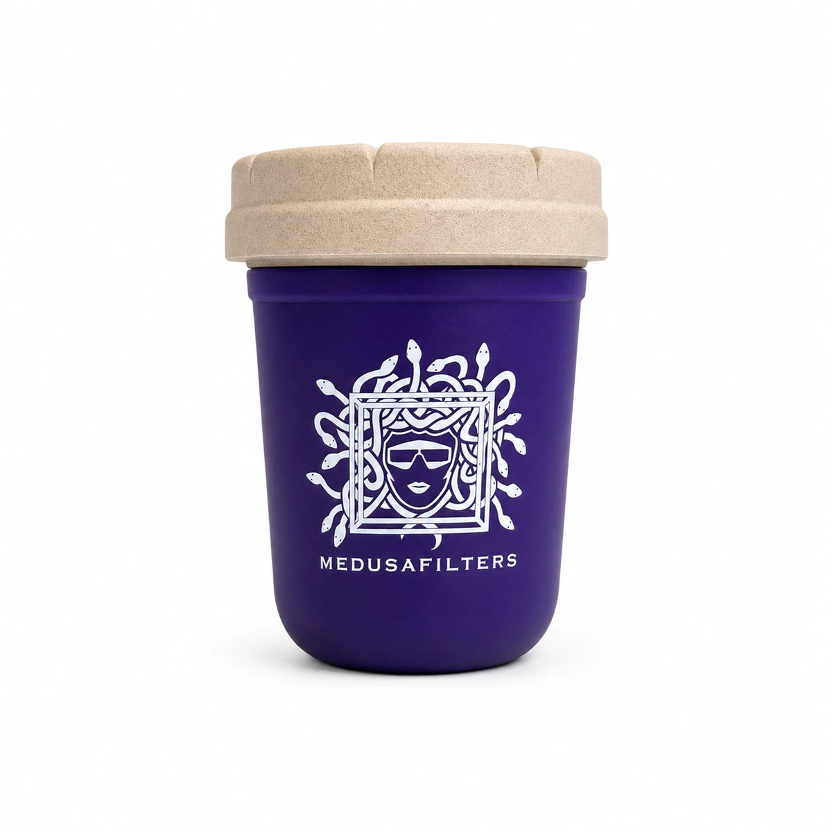 RE:STASH x Medusafilters Jar 8 OZ in Violet mit beigem Außendeckel, geschlossen