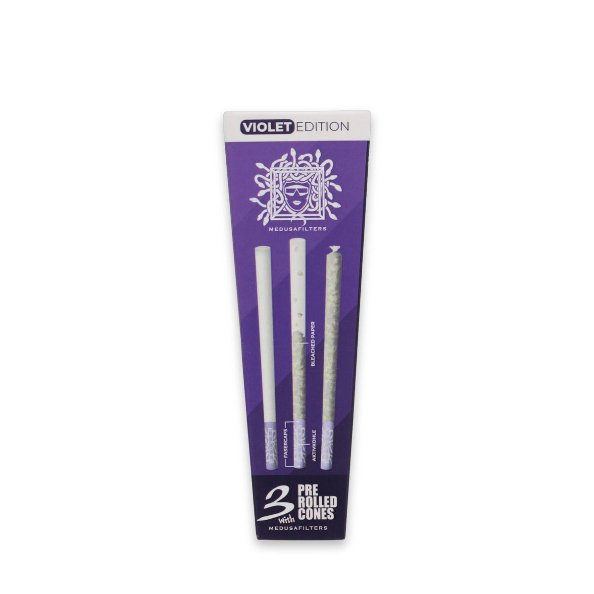 Medusafilters Pre-Rolled Cones Violet Edition – 3 Stück mit Aktivkohlefilter