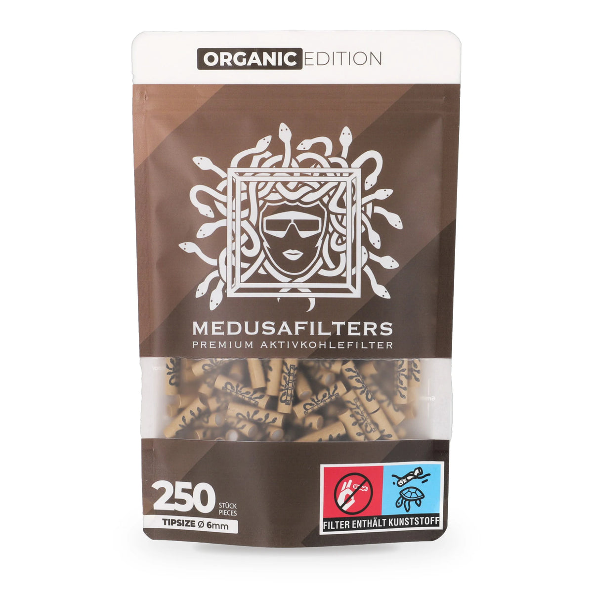 Medusafilters Aktivkohlefilter 6 mm ORGANIC Edition, 250er-Packung