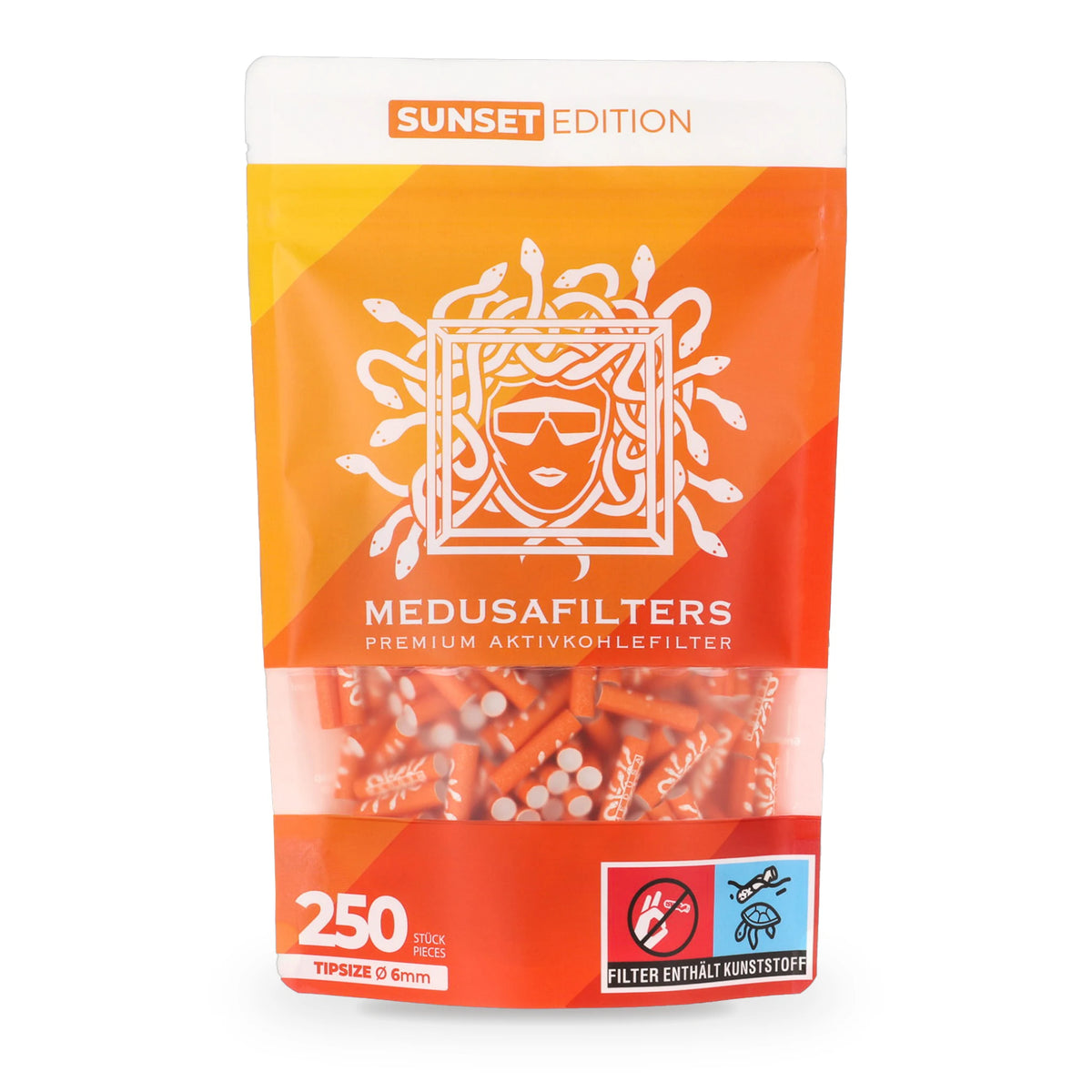 Medusafilters Aktivkohlefilter 6 mm SUNSET Edition, 250er-Packung