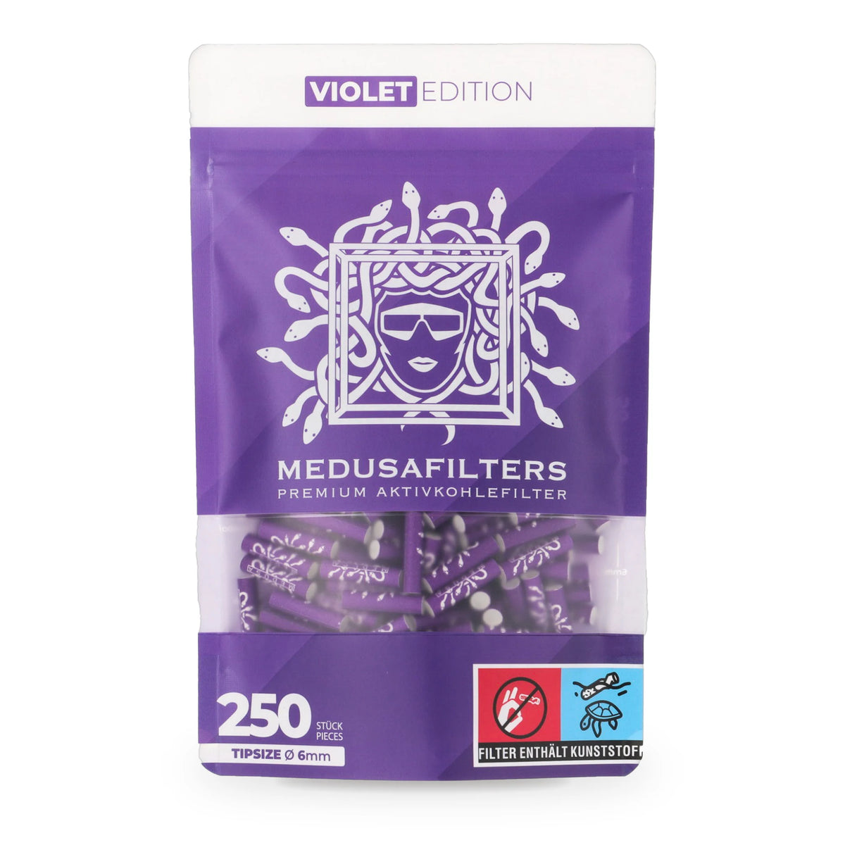 Medusafilters Aktivkohlefilter 6 mm VIOLET Edition, 250er-Packung