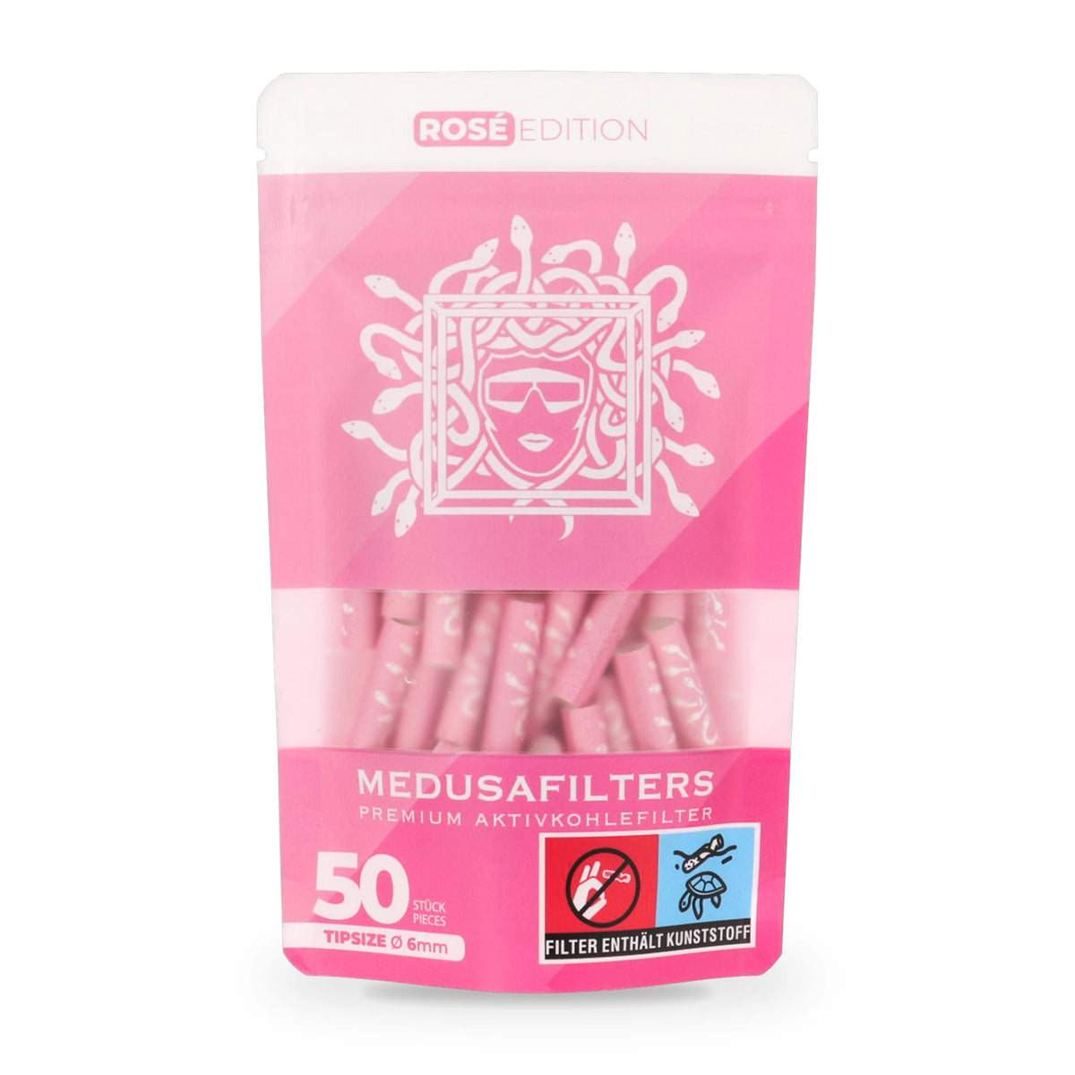 Medusafilters Aktivkohlefilter 6 mm ROSÉ Edition, 50er-Packung