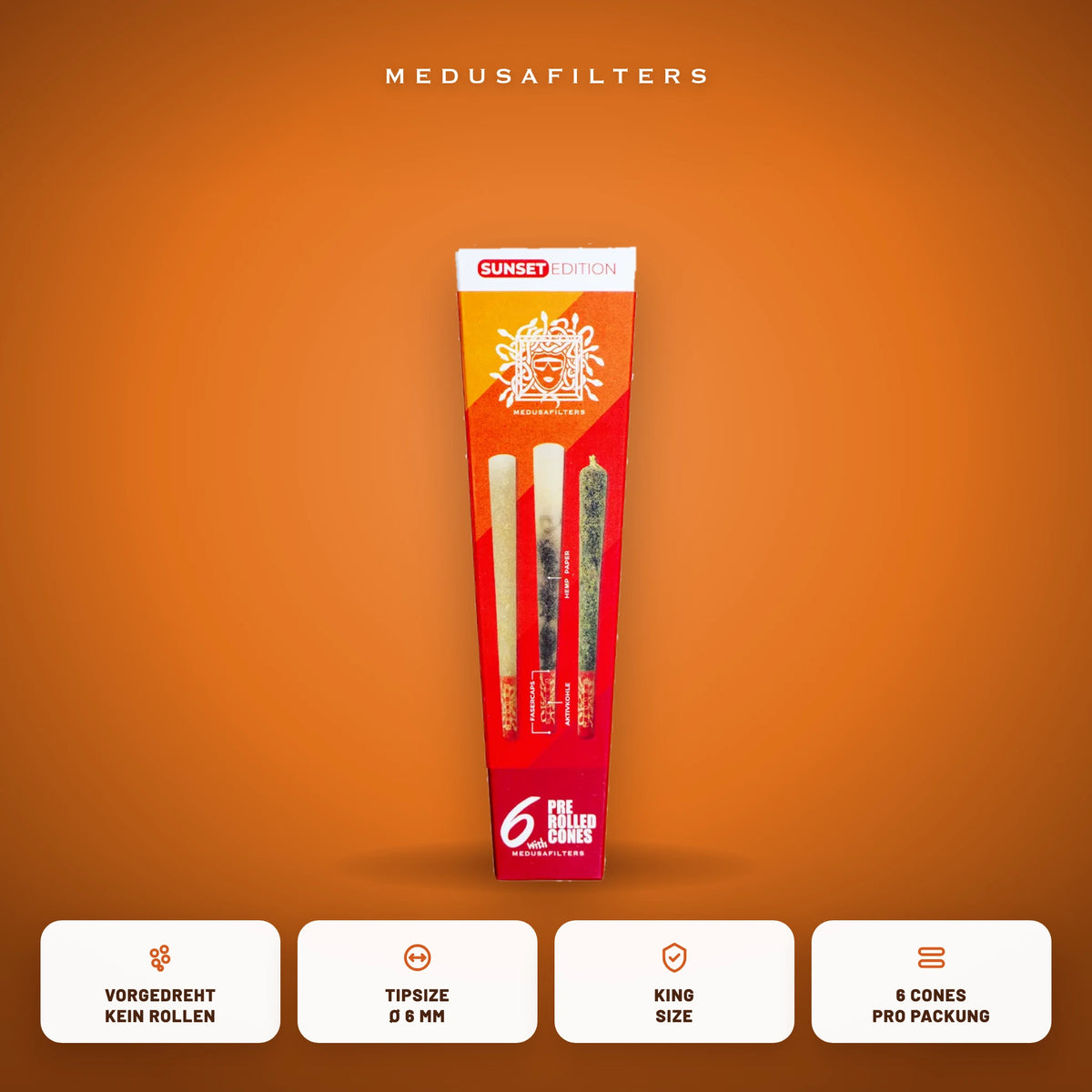 Medusafilters Pre-Rolled Cones SUNSET – 6er Pack – Vorteile