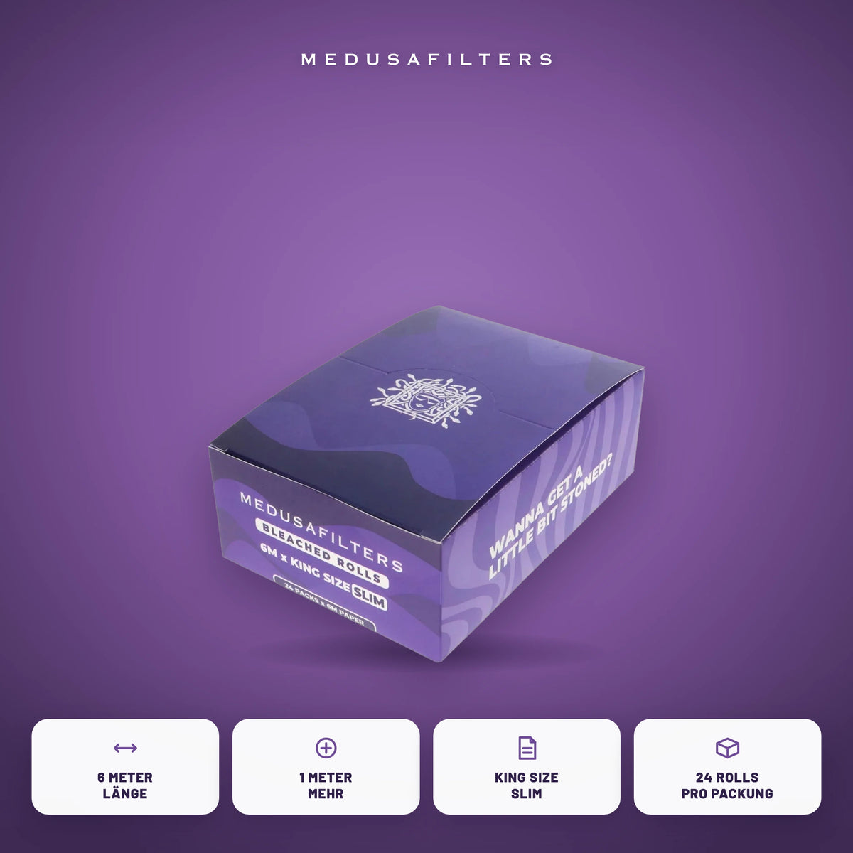 Endless Rolls 6 m VIOLET im Display: 6 Meter Länge, King Size Slim, 24 Rollen pro Packung