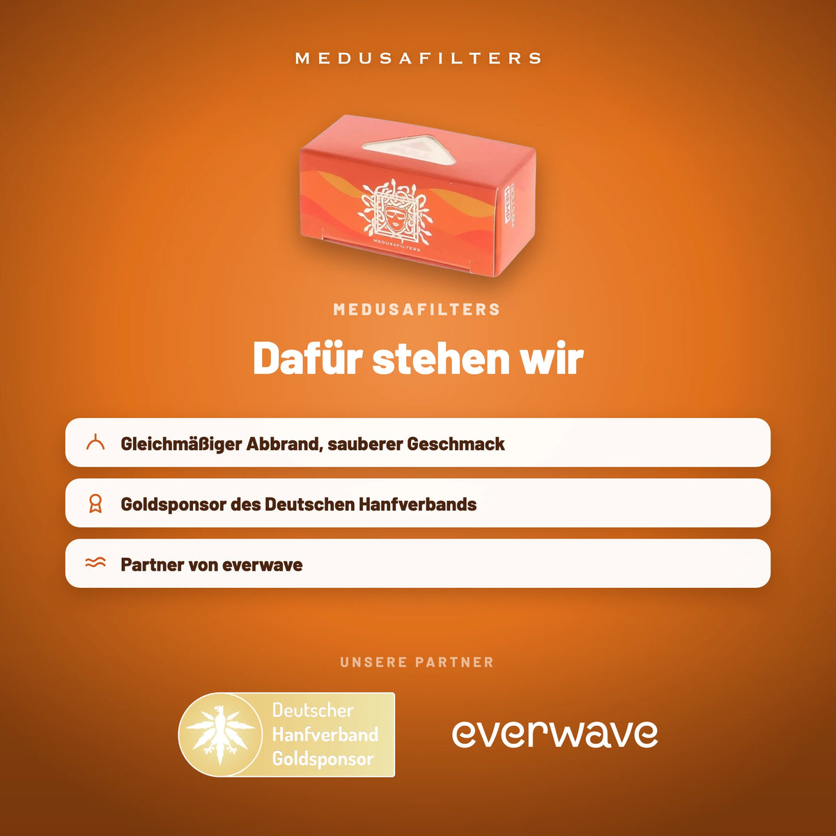 Markenseite „Dafür stehen wir“ zu den Medusafilters Endless Rolls SUNSET mit unseren Partnern
