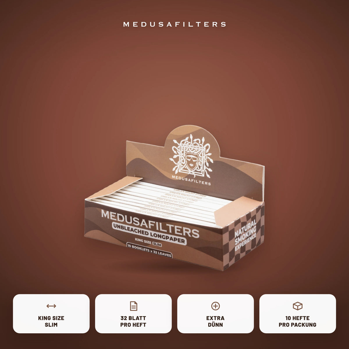 Longpapers King Size Slim ORGANIC als 10er-Display: King Size Slim, 32 Blatt pro Heft, extra dünn, 10 Hefte pro Packung