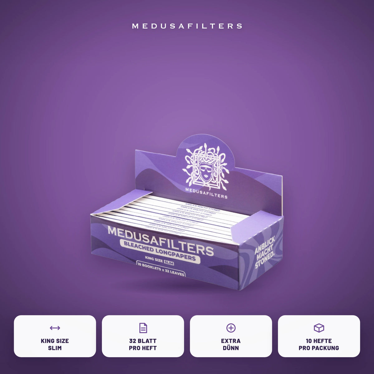 Longpapers King Size Slim VIOLET als 10er-Display: King Size Slim, 32 Blatt pro Heft, extra dünn, 10 Hefte pro Packung