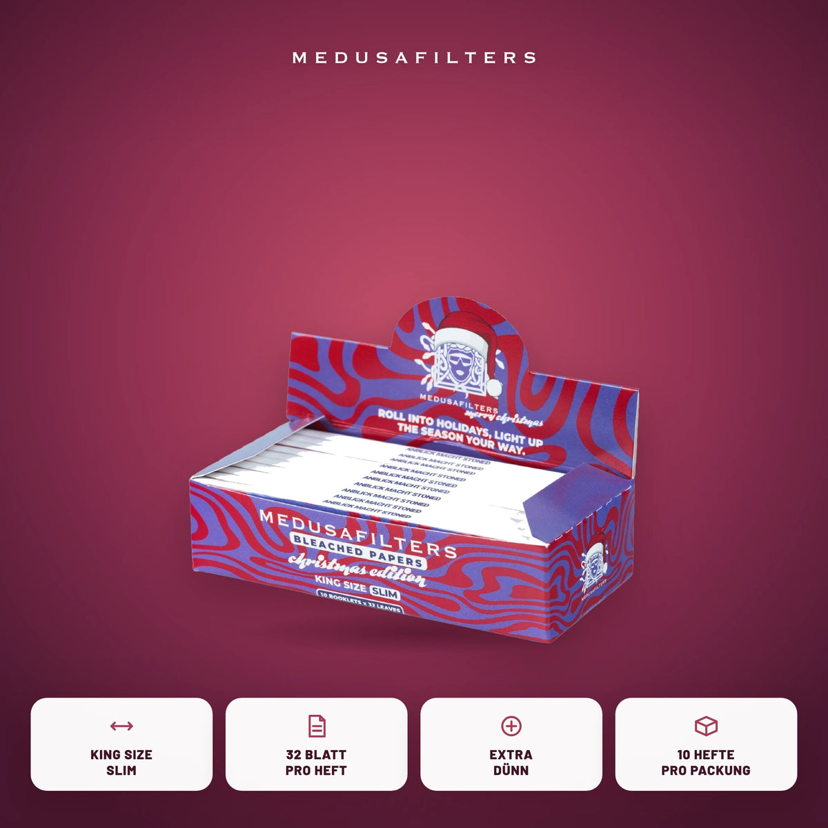 Longpapers King Size Slim XMAS Edition als 10er-Display: King Size Slim, 32 Blatt pro Heft, extra dünn, 10 Hefte pro Packung