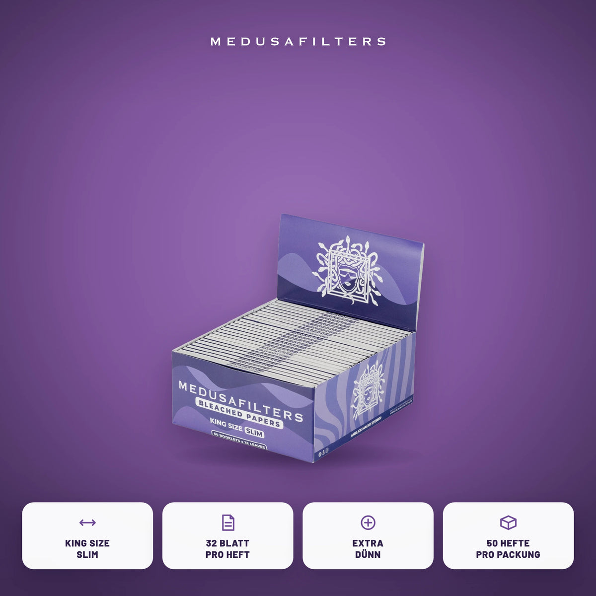 Longpapers King Size Slim VIOLET als 50er-Display: King Size Slim, 32 Blatt pro Heft, extra dünn, 50 Hefte pro Packung