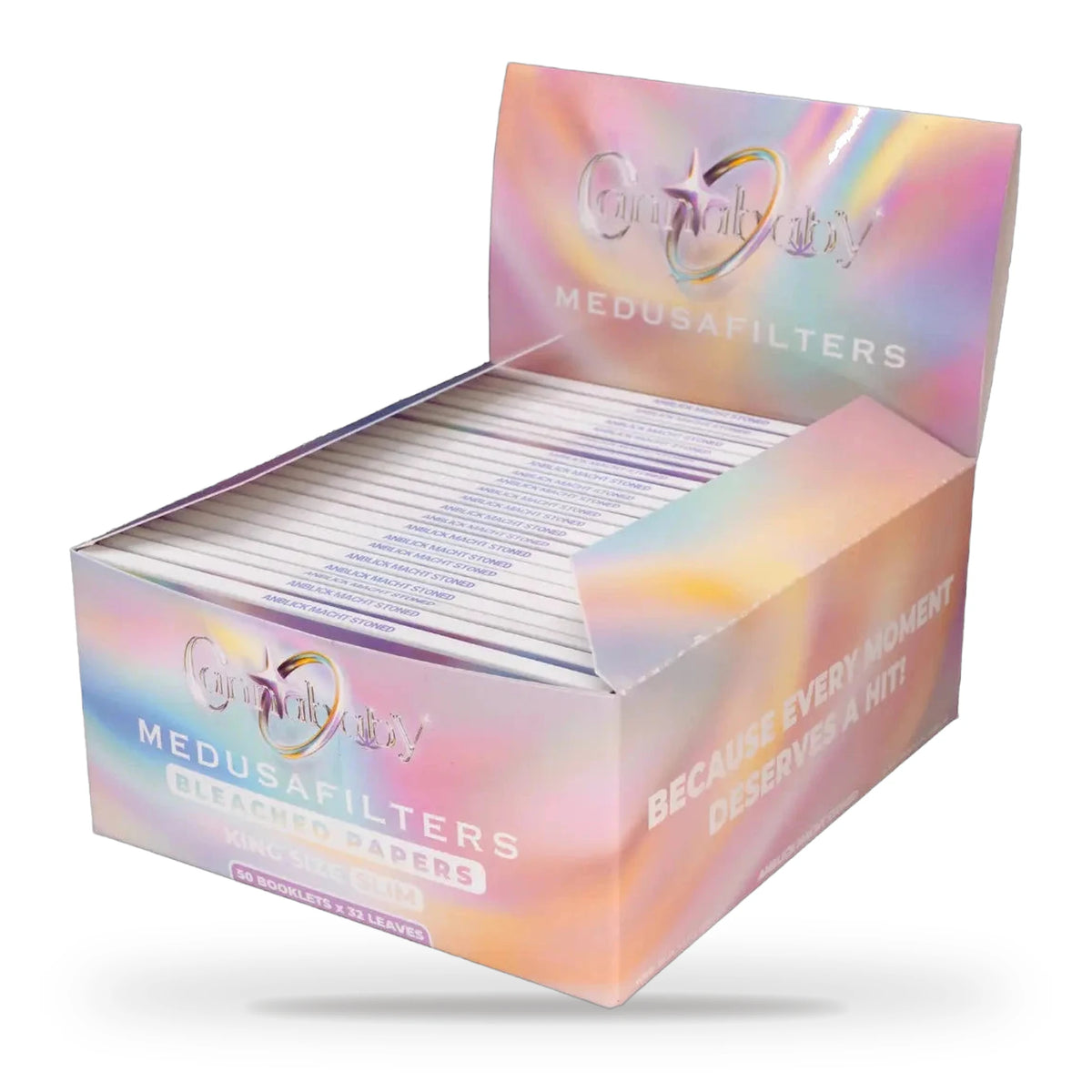 Medusafilters Longpapers King Size Slim CANNABABY Edition, 50er-Display mit 50 Heften, gebleichtes Papier, 32 Blatt pro Heft