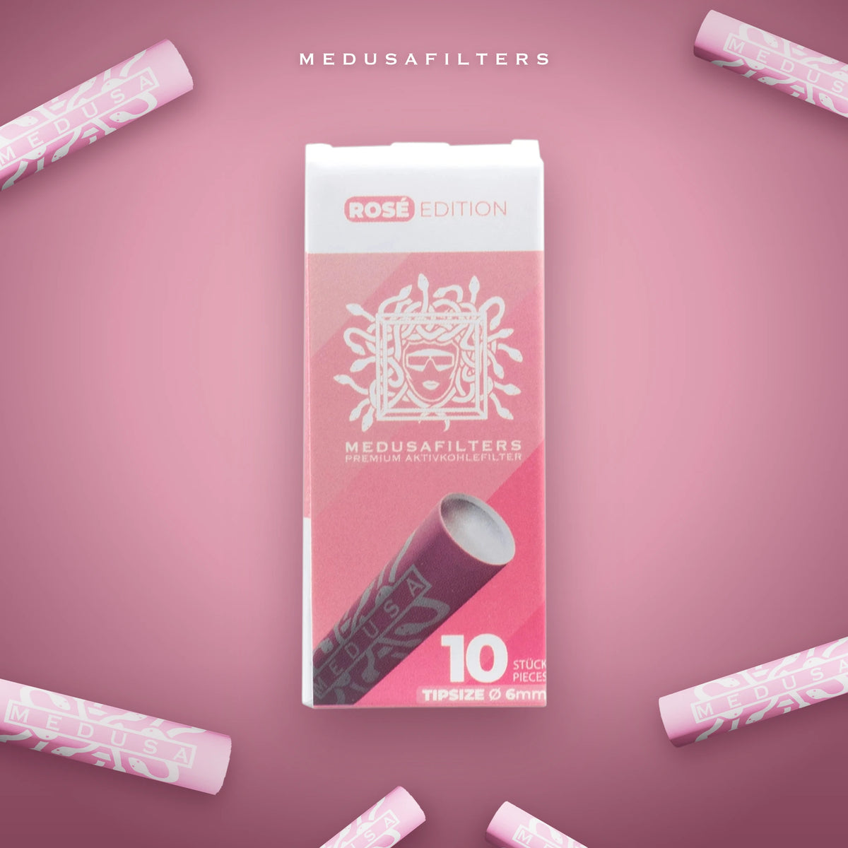 10er-Schachtel ROSÉ mit verstreuten Aktivkohlefiltern