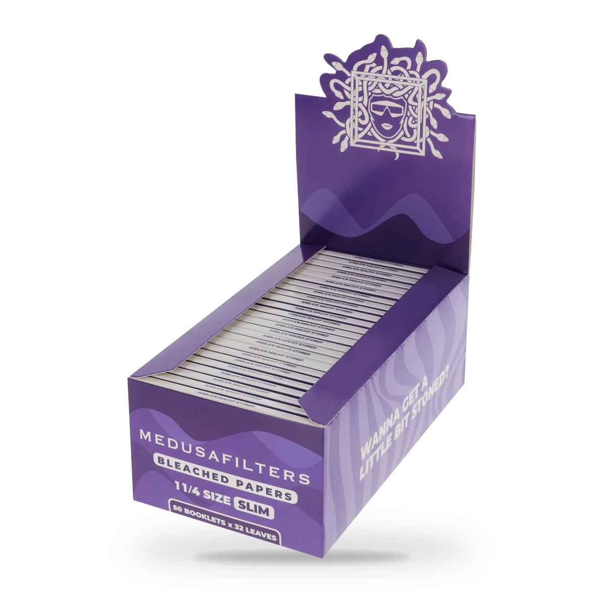 Medusafilters Shortpapers 1¼ Size Slim, 50er-Display mit 50 Heften, gebleichtes Papier, 32 Blatt pro Heft