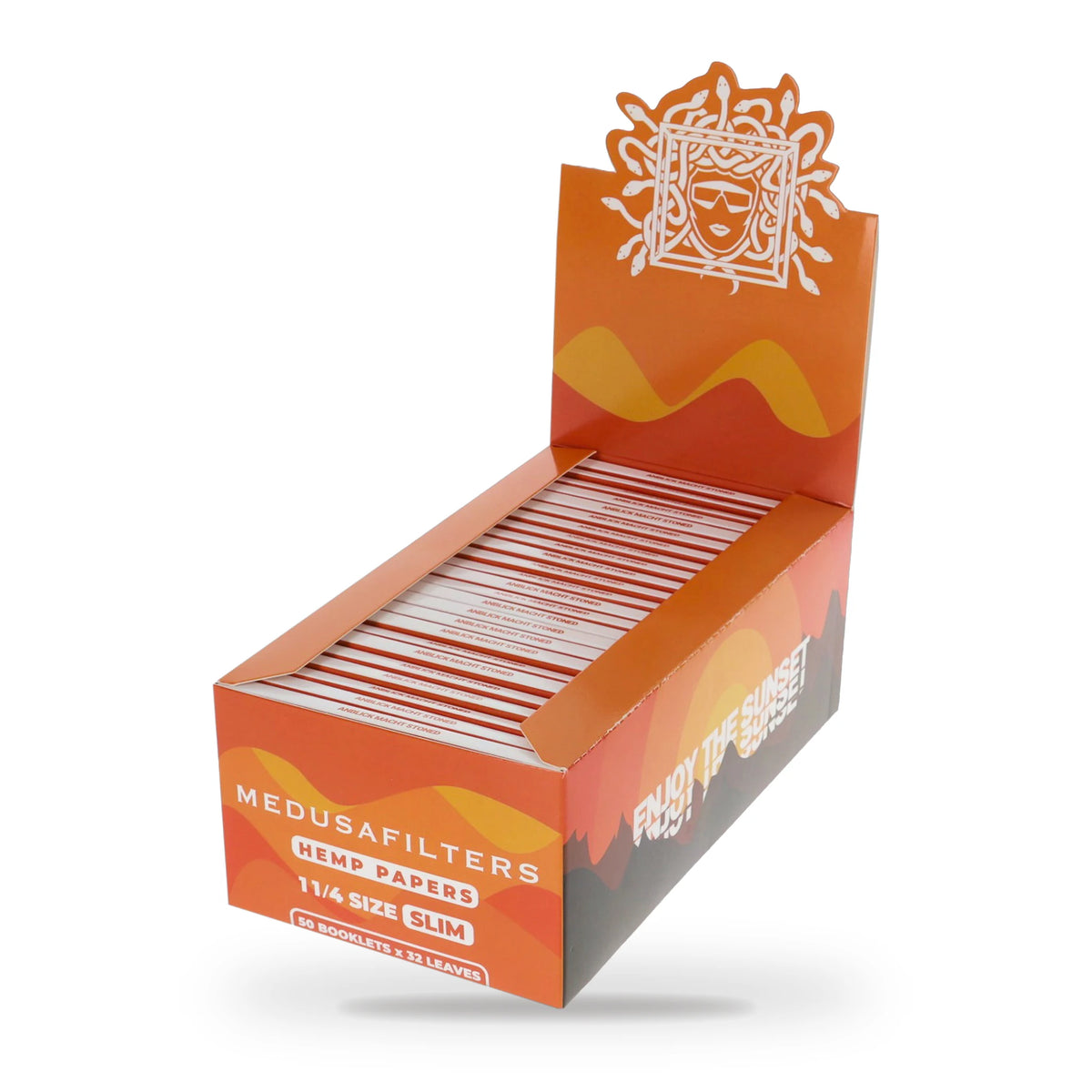 Medusafilters Shortpapers 1¼ Size Slim, 50er-Display mit 50 Heften, Hanfpapier, 32 Blatt pro Heft
