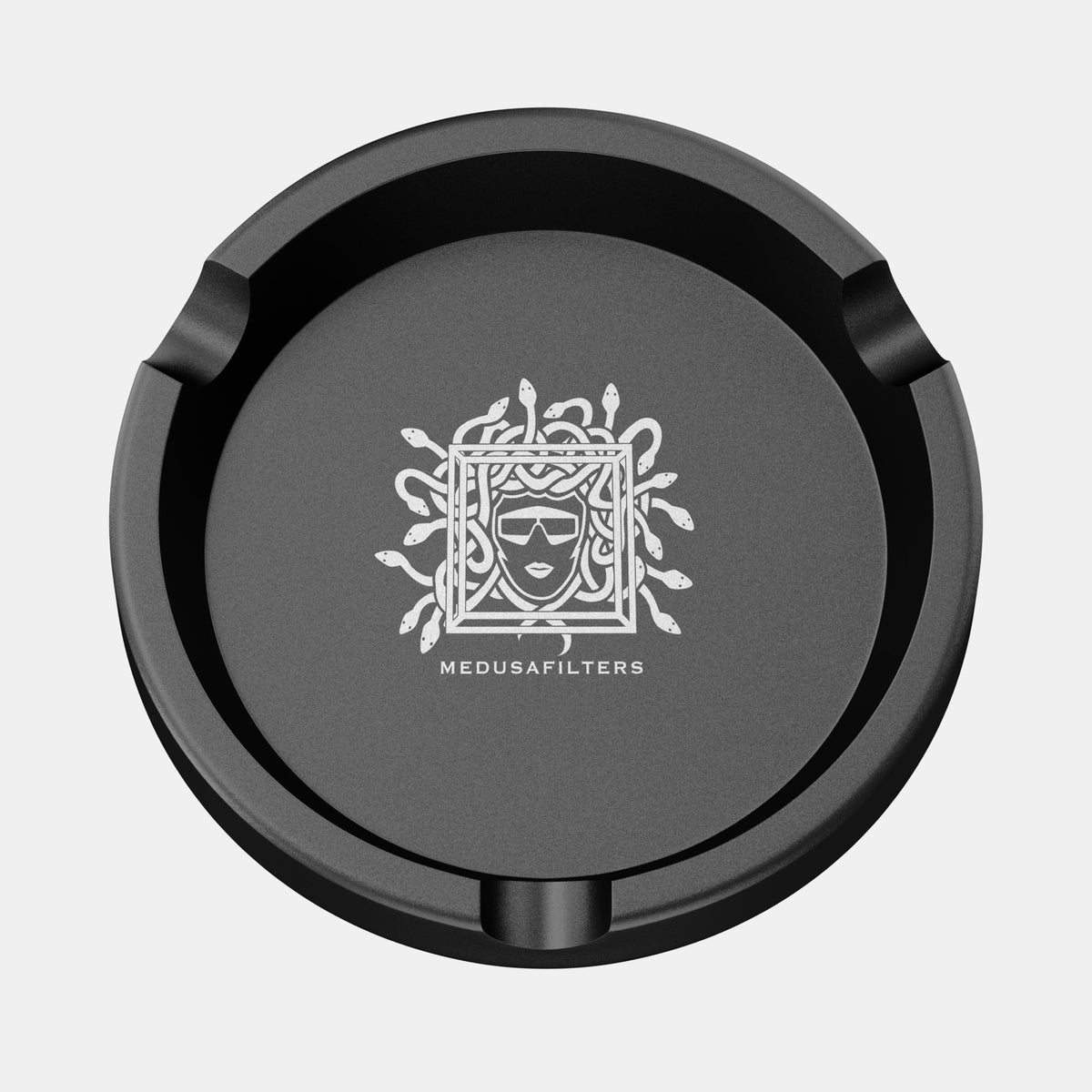 Premium Aschenbecher aus Metall BLACK Vorderseite