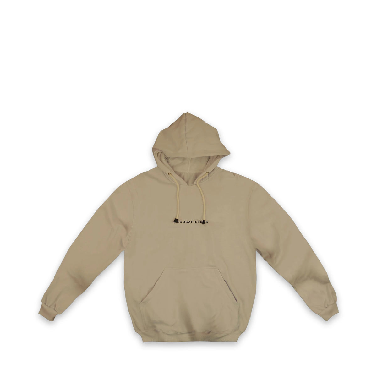 Medusafilters Hoodie Beige, Vorderseite mit Schriftzug