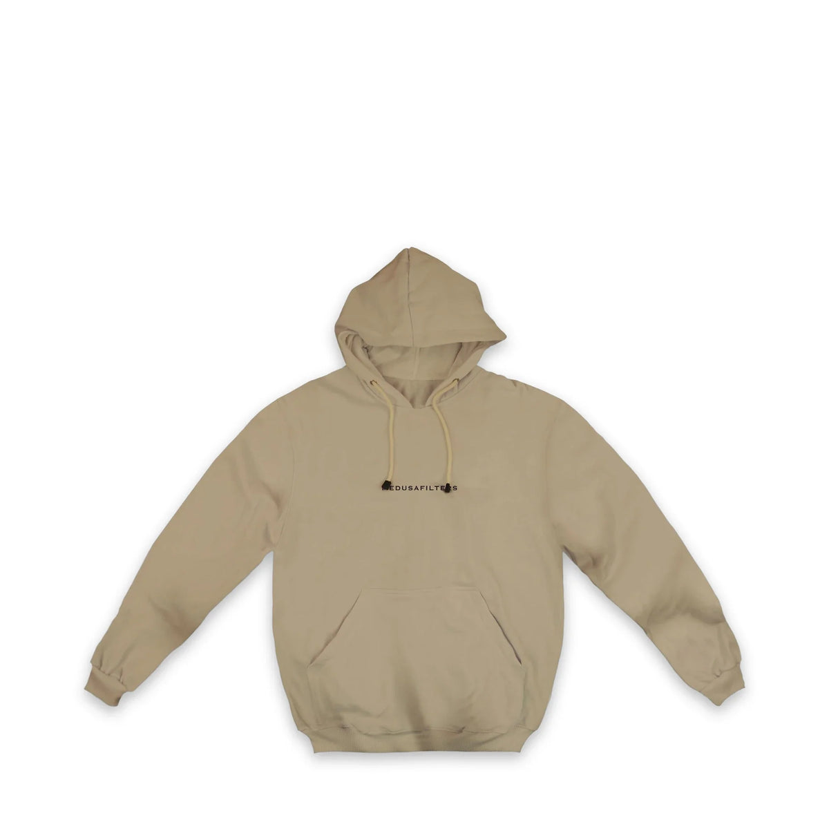 Medusafilters Hoodie Beige, Vorderseite mit Schriftzug