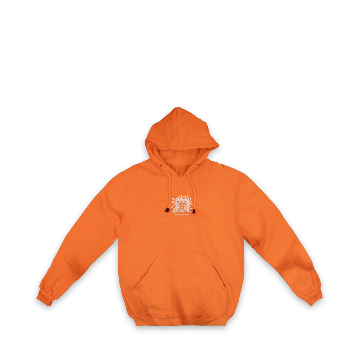 Medusafilters Hoodie Sunset in Orange, Vorderseite mit Medusa-Emblem