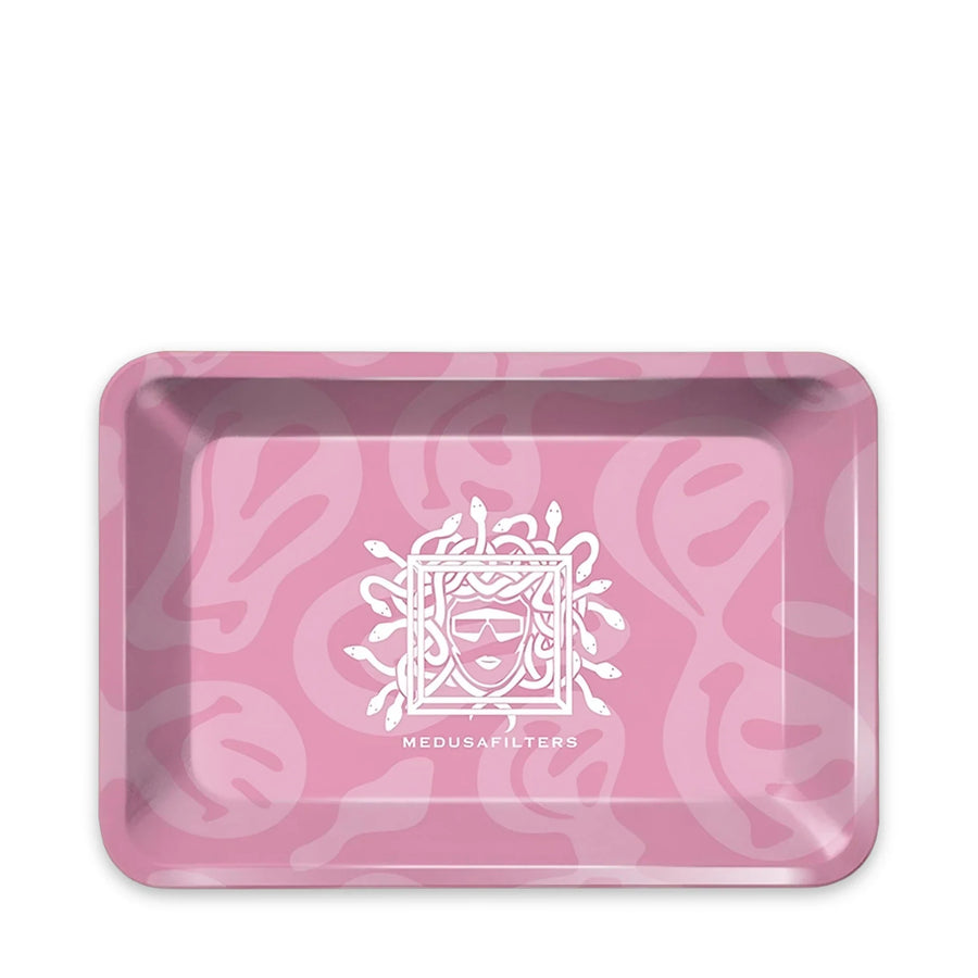 Medusafilters Rolling Tray S in ROSÉ mit Medusa-Logo, 180 × 125 mm