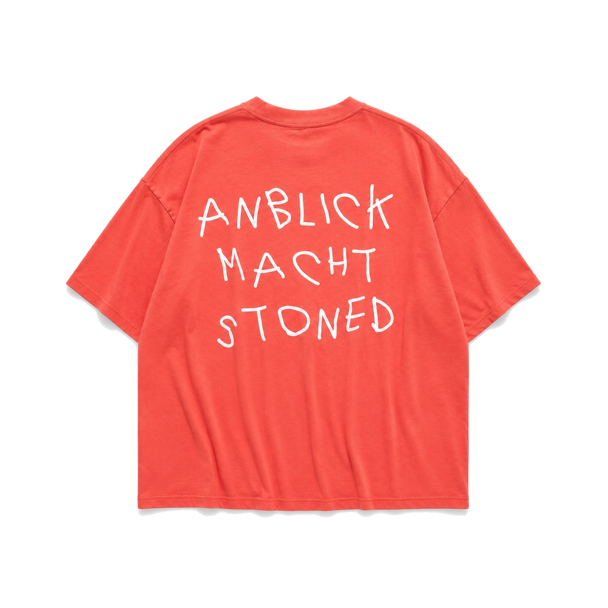 Medusafilters T-Shirt Orange, Rückseite mit großem weißem Schriftzug