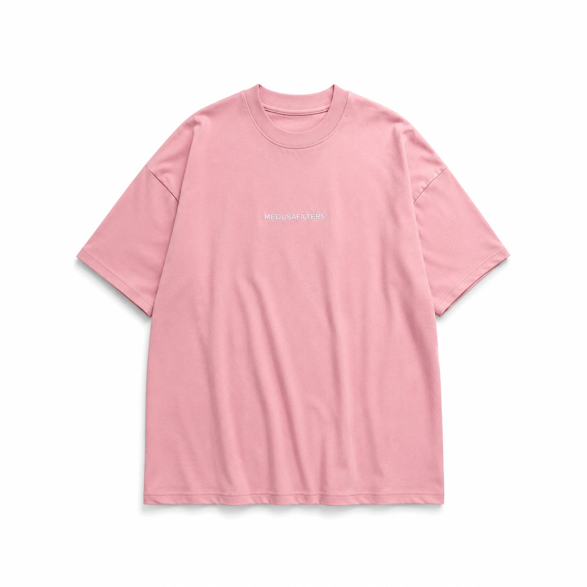 Medusafilters T-Shirt Rosé, Vorderseite mit gesticktem Schriftzug