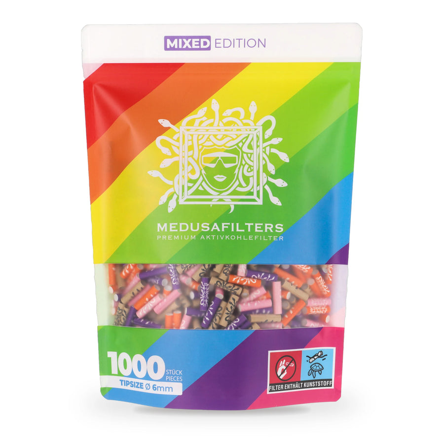 Medusafilters Aktivkohlefilter 6 mm MIXED Edition mit gemischten Farben, 1000er-Packung