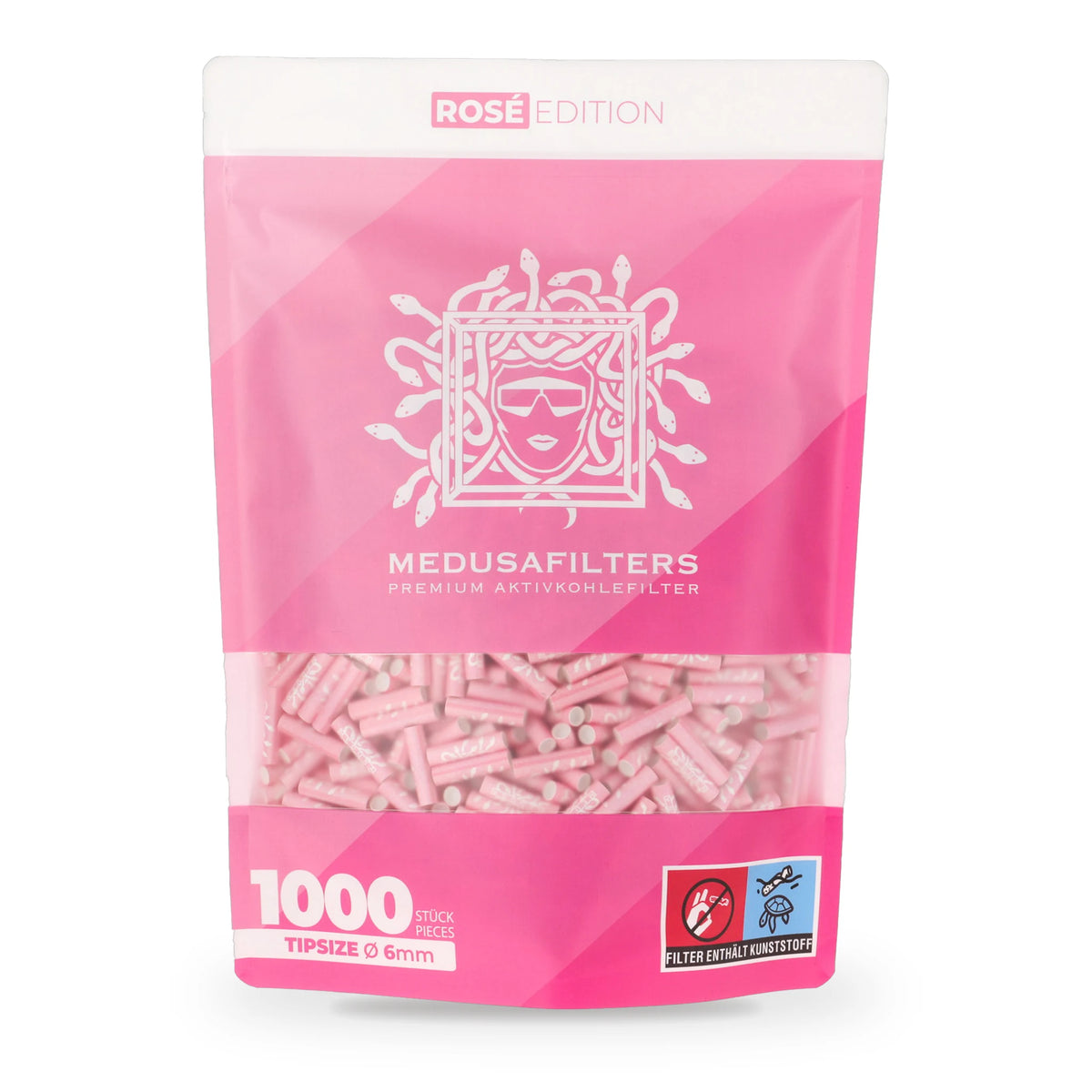 Medusafilters Aktivkohlefilter 6 mm ROSÉ Edition, 1000er-Packung