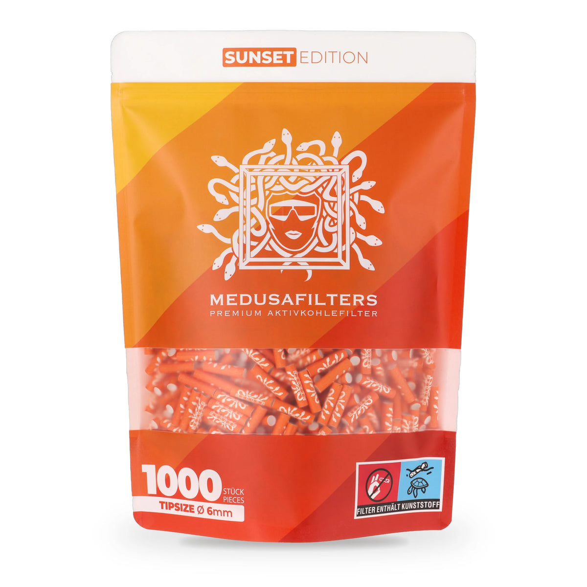 Medusafilters Aktivkohlefilter 6 mm SUNSET Edition, 1000er-Packung
