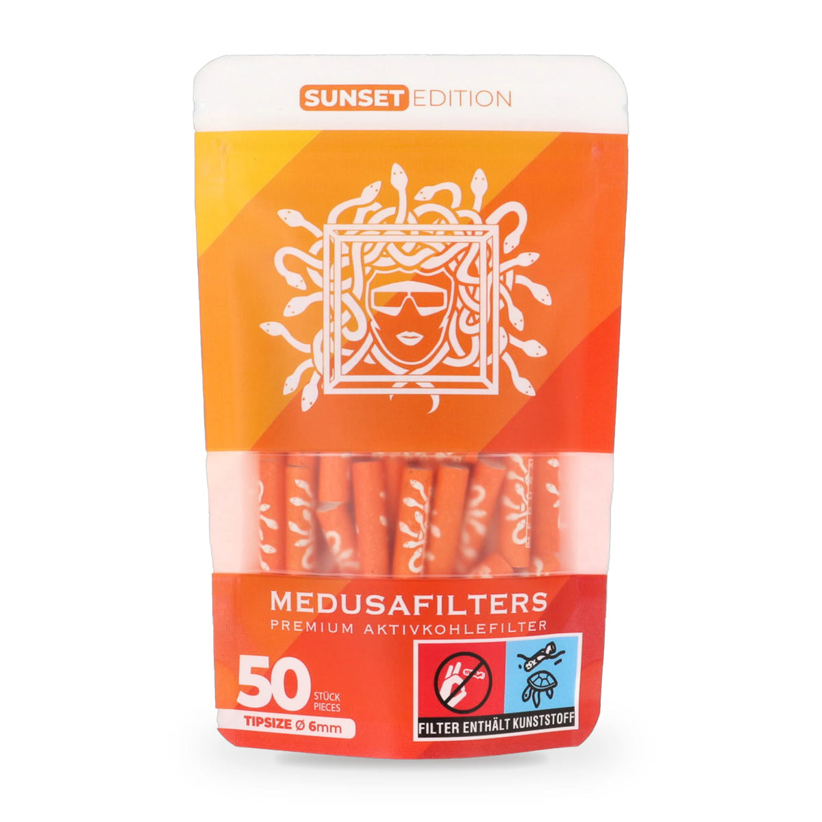 Medusafilters Aktivkohlefilter 6 mm SUNSET Edition, 50er-Packung