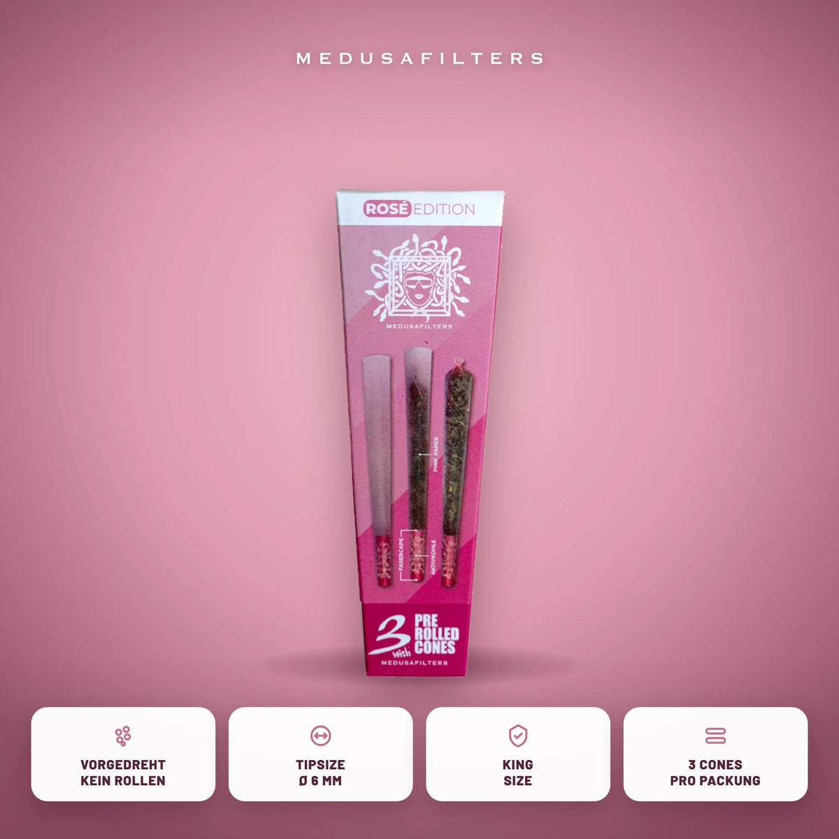 Medusafilters Pre-Rolled Cones ROSÉ – 3er Pack – Vorteile