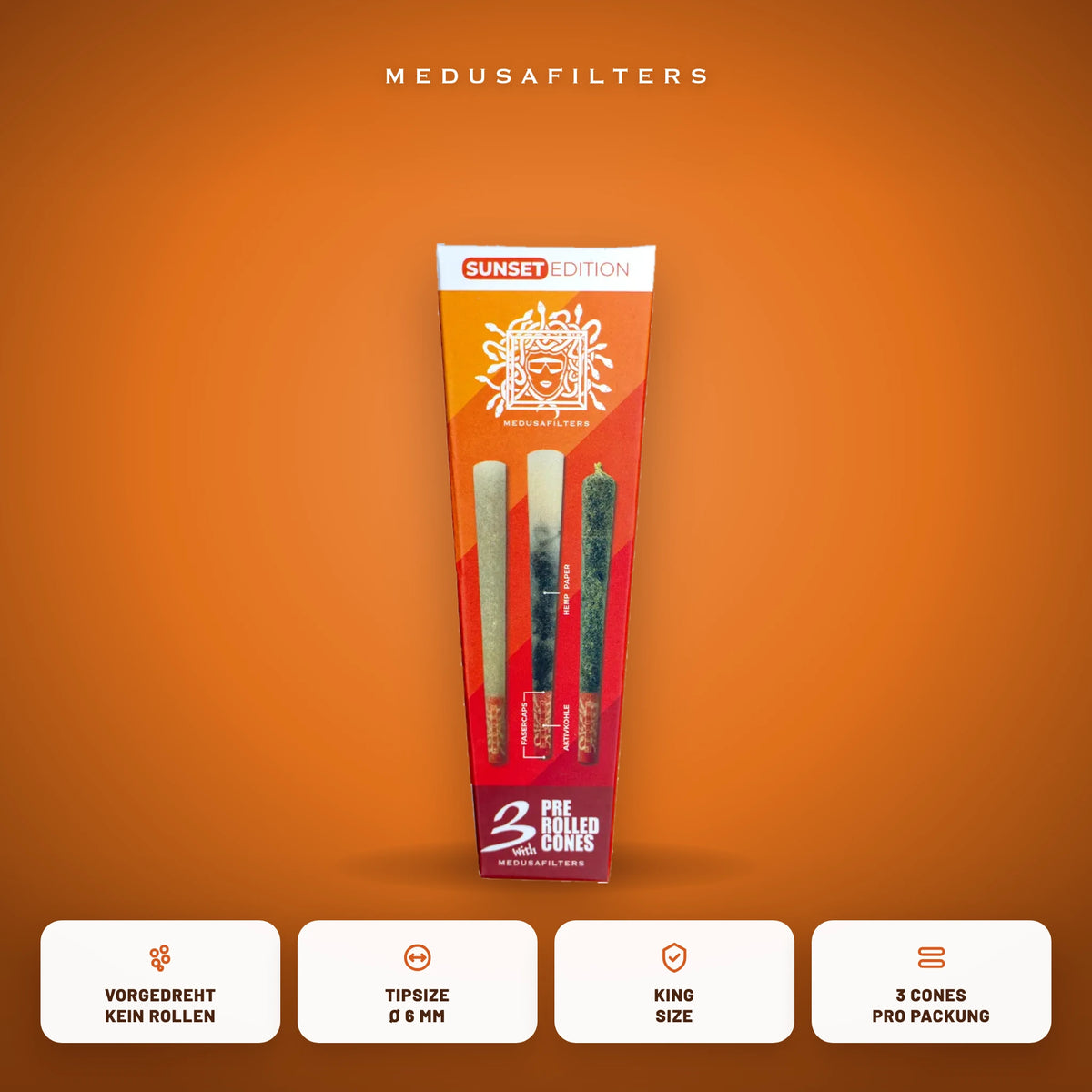Medusafilters Pre-Rolled Cones SUNSET – 3er Pack – Vorteile
