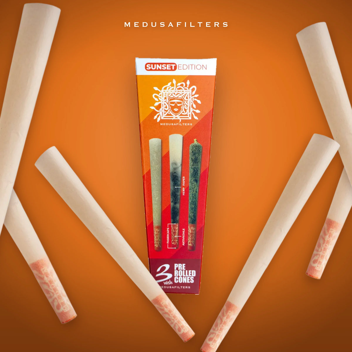 Medusafilters Pre-Rolled Cones SUNSET – 3er Pack – Cones im Überblick