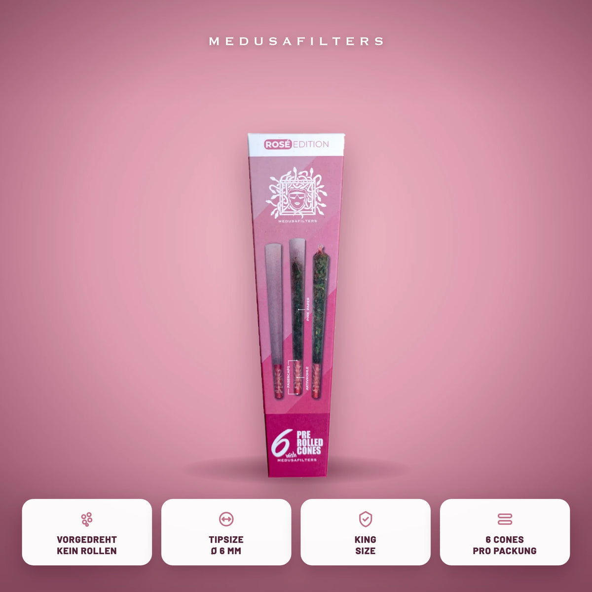 Medusafilters Pre-Rolled Cones ROSÉ – 6er Pack – Vorteile