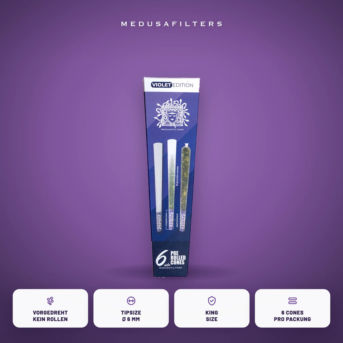 Medusafilters Pre-Rolled Cones VIOLET – 6er Pack – Vorteile