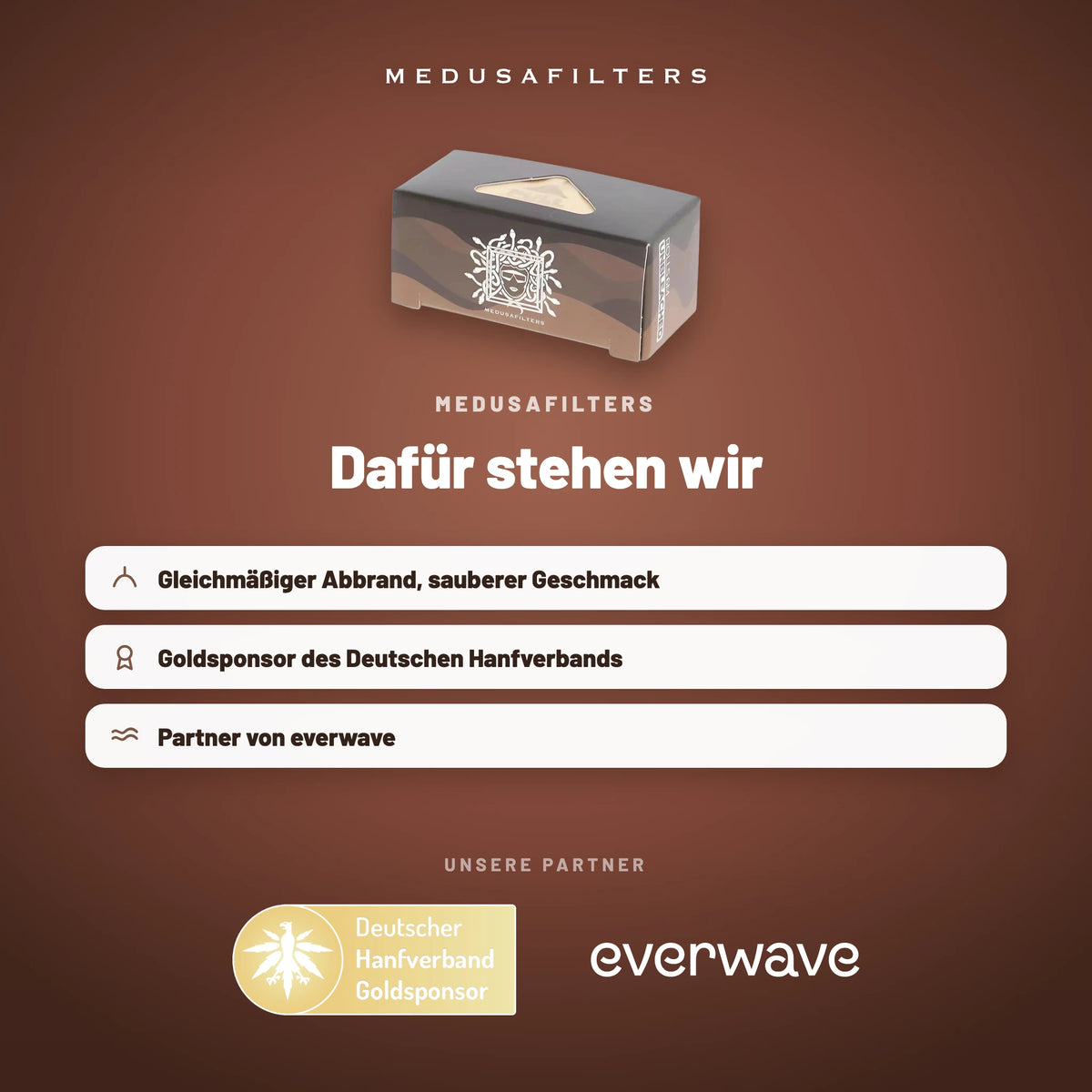 Markenseite „Dafür stehen wir“ zu den Medusafilters Endless Rolls ORGANIC mit unseren Partnern