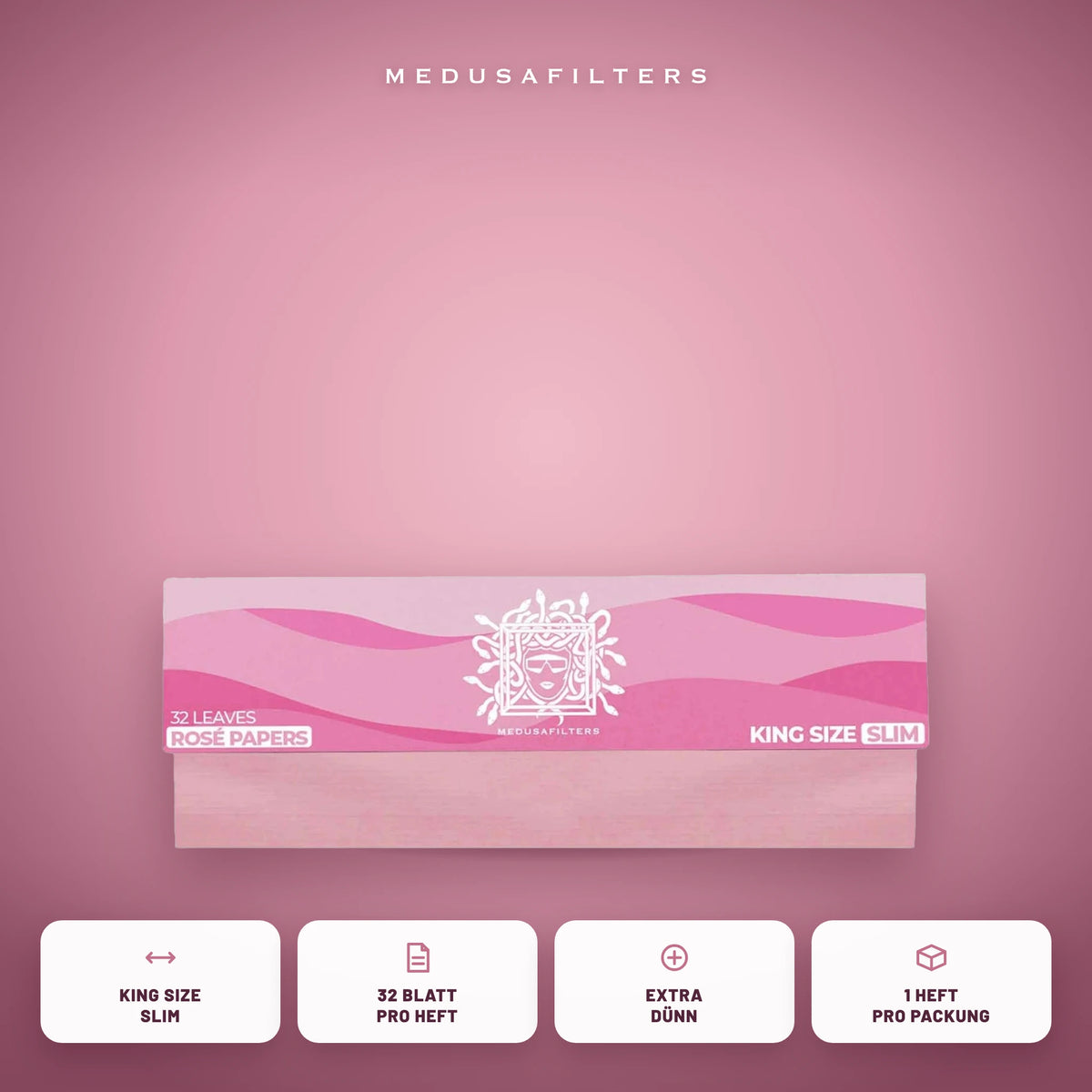 Longpapers King Size Slim ROSÉ als Einzelheft: King Size Slim, 32 Blatt pro Heft, extra dünn, 1 Heft pro Packung