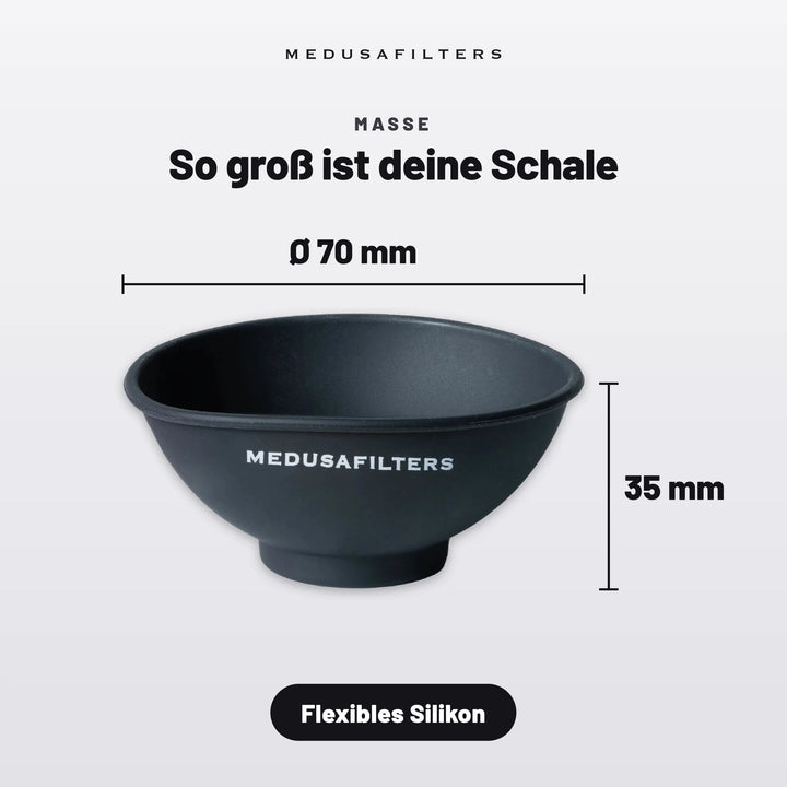 So groß ist deine Schale: Silikon-Mischschale in Schwarz, Ø 70 mm, 35 mm hoch, aus flexiblem Silikon