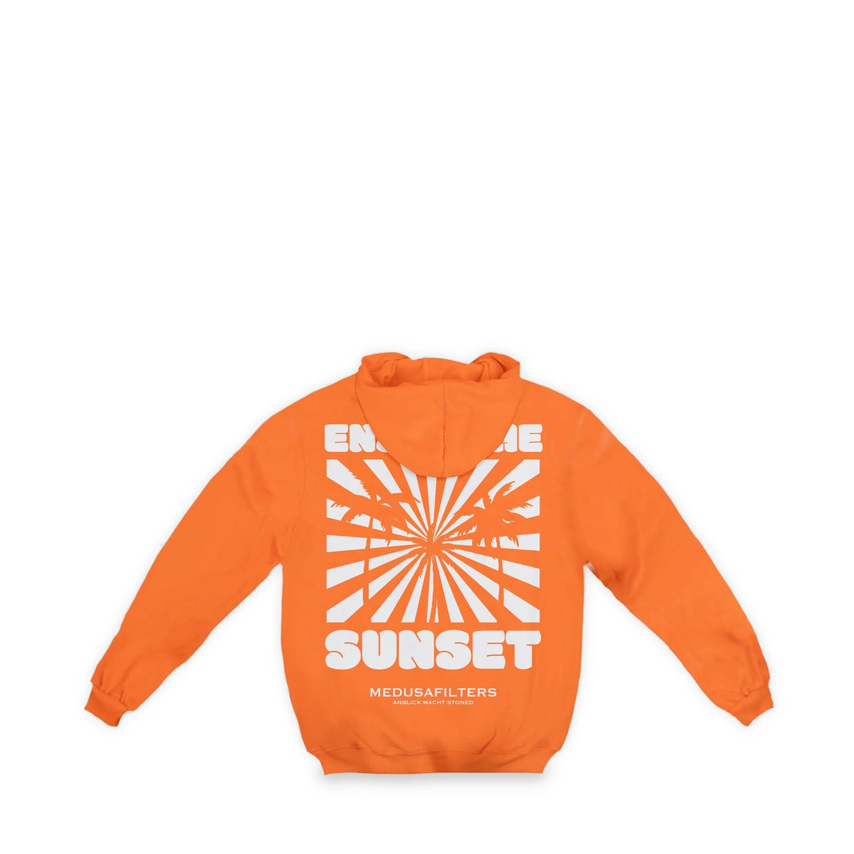 Medusafilters Hoodie Sunset, Rückseite mit Motiv Enjoy the Sunset
