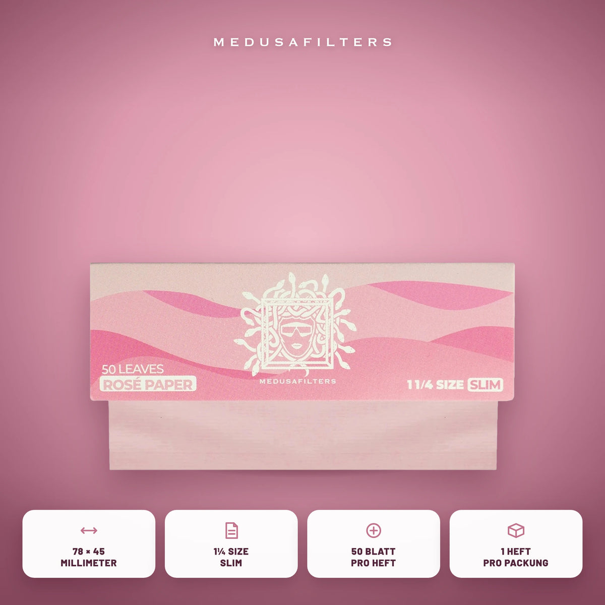 Shortpapers 1¼ Size Slim als Einzelheft mit Rosé-Papier: 78 × 45 mm, 50 Blatt pro Heft, 1 Heft pro Packung