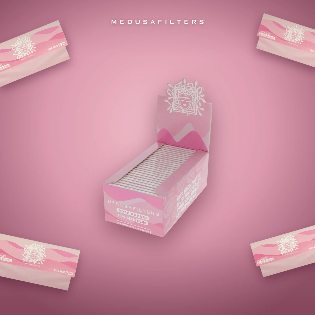 Medusafilters Shortpapers mit Rosé-Papier, 50er-Display im Überblick